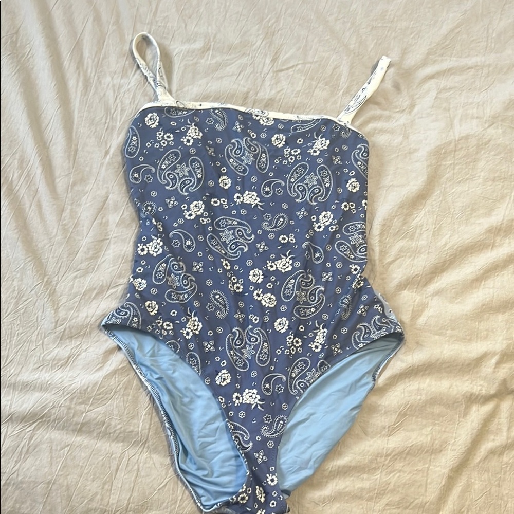 Aerie Blue Paisley One-Piece Swimsuit